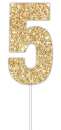 Gold Glitter Cake Topper - No 5